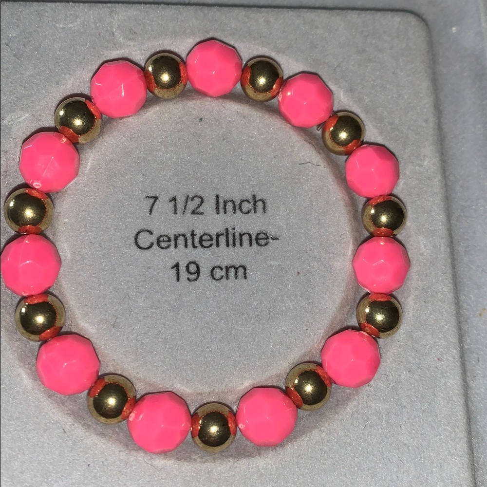 Pink and Gold stretch Beaded Bracelet